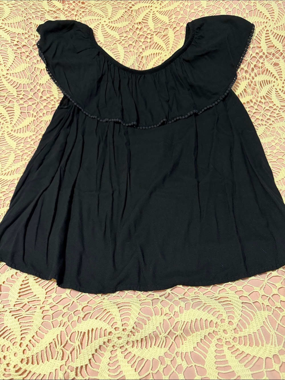Faded Glory Black Ruffle Off-Shoulder Blouse